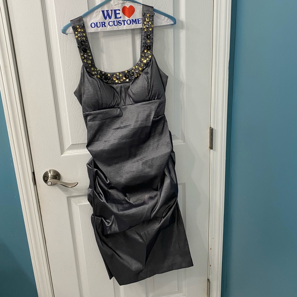 Xscape Silver Jeweled Dress